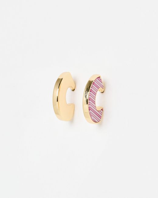Oliver Bonas White Jaya Stripe Resin Circular Hoop Earrings