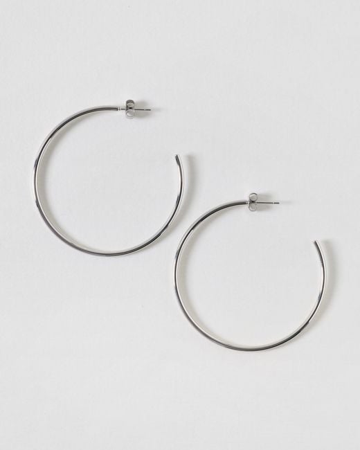 Oliver Bonas Metallic Janis Silver Tone Waterproof Large Hoop Earrings