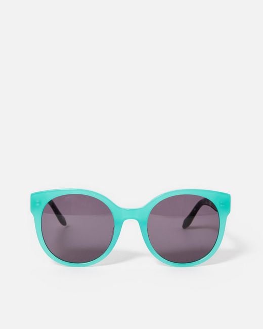 Oliver Bonas Blue Turquoise Faux Tortoiseshell Round Acetate Sunglasses