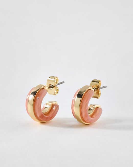 Oliver Bonas Metallic Emilia Pink & Tone Resin Hoop Earrings