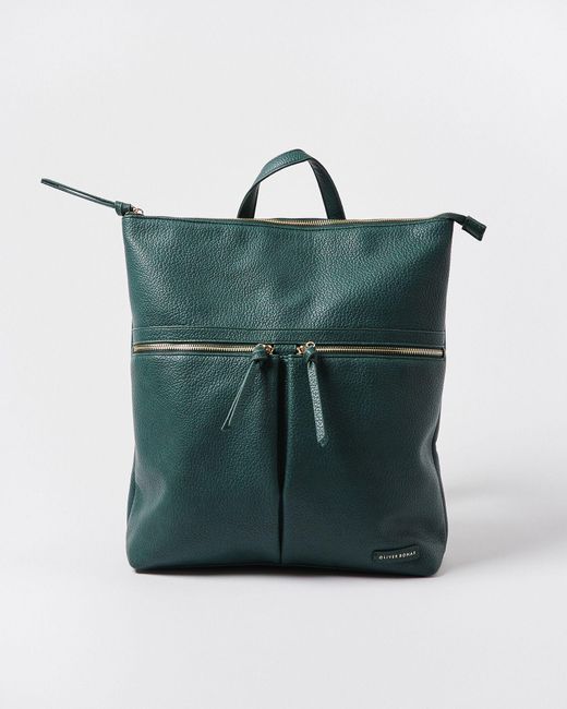 Oliver Bonas Anie Double Pocket Teal Green Backpack Large