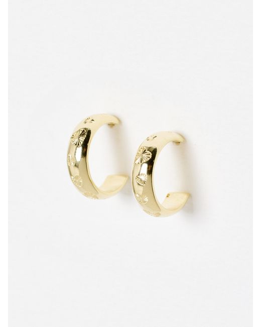 Oliver Bonas White Priya Engraved Heart Hoop Earrings
