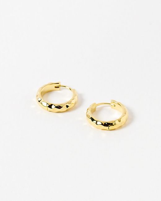 Oliver Bonas Metallic Efa Hammered Huggie Earrings Large