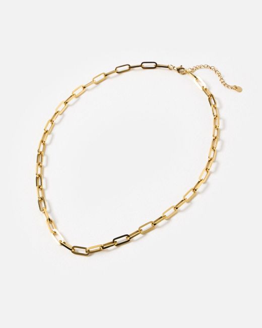 Oliver Bonas Metallic Austen Paperclip Chain Tone Waterproof Necklace