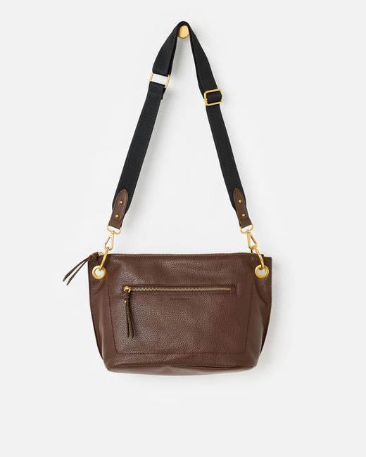 Oliver Bonas Brown Elsie Chocolate Slouch Crossbody Bag