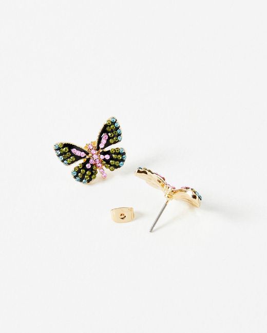 Oliver Bonas White Emery Butterfly Stud Earrings