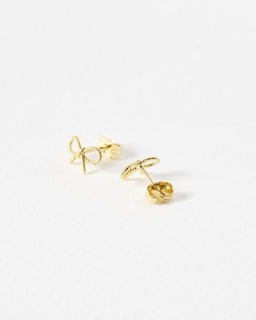 Oliver Bonas White Alina Bow Stud Earrings