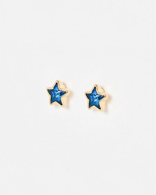 Oliver Bonas Blue Romy Stone Mini Star Stud Earrings