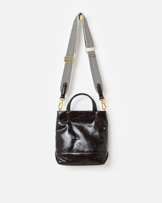 Oliver Bonas Black Mia Chocolate Crackle Mini Tote Crossbody Bag