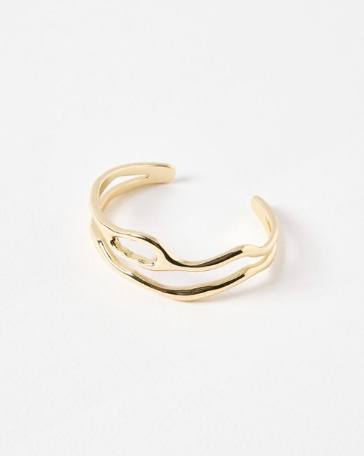 Oliver Bonas White Ilse Wavy Double Row Tone Bangle