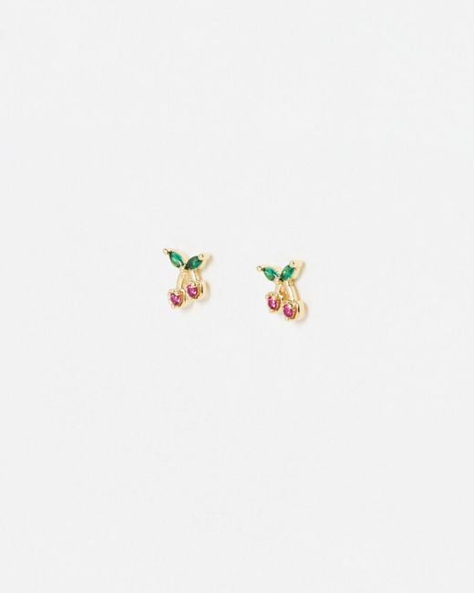 Oliver Bonas Blue Cerise Tiny Cherry Stud Earrings