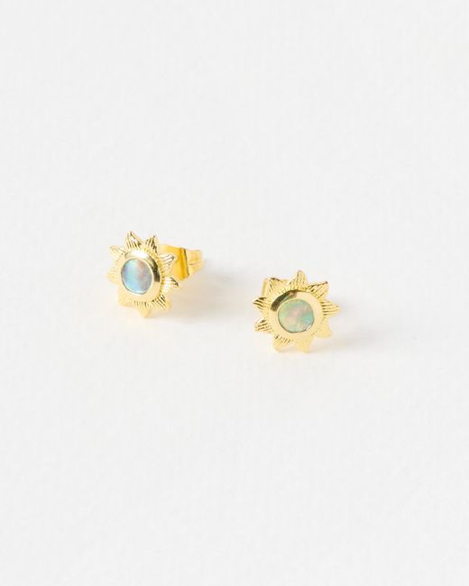 Oliver Bonas White Aine Sun Paua Shell Inlay Stud Earrings
