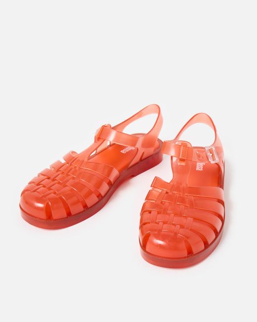 Melissa Red Possession Orange Jelly Fisherman Sandals, Size 3