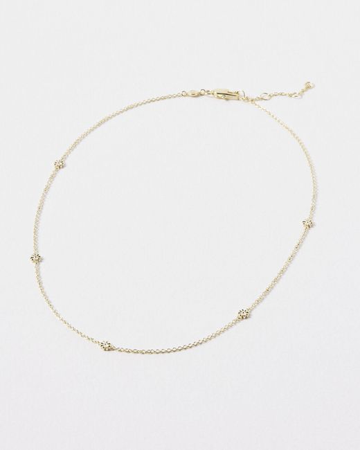 Oliver Bonas Natural Amara Mini Flower Detail Chain Necklace