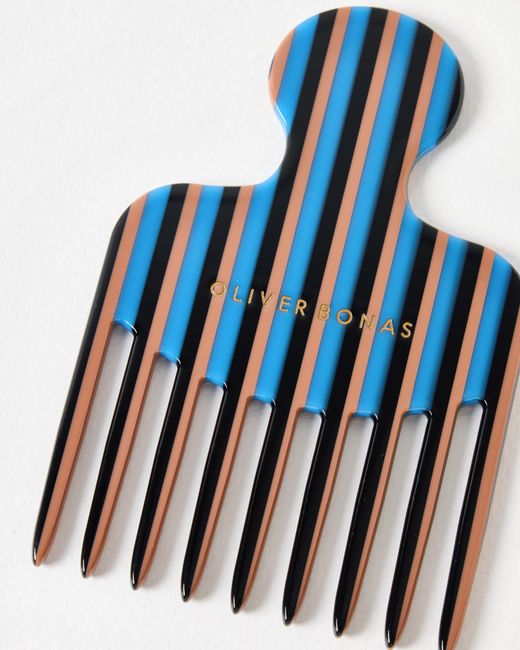 Oliver Bonas Blue Odelie Striped Resin Comb