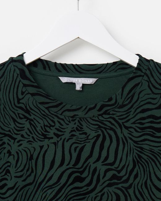 Oliver Bonas & Black Flock Animal Print Top, Size 14