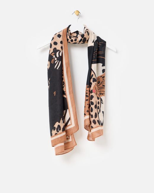 Oliver Bonas White Cuddling Cats Lightweight Scarf