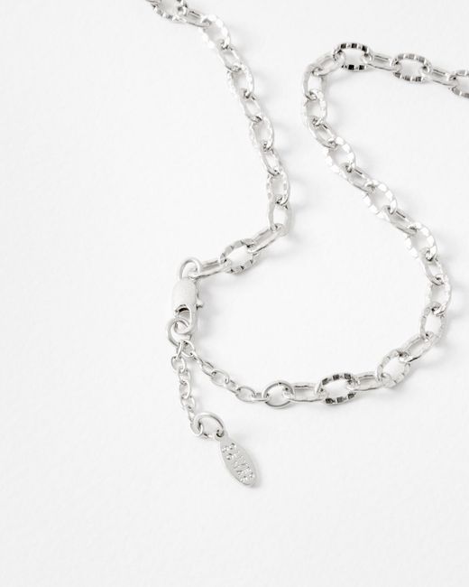 Oliver Bonas White Hadley Tone Hammered Heart Necklace