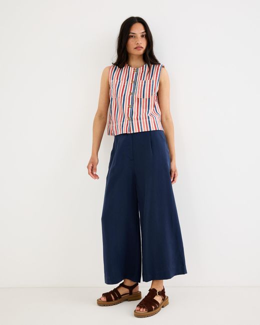Oliver Bonas Blue Cropped Wide Leg Trousers, Size 10
