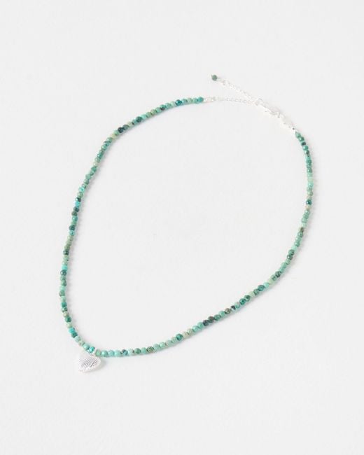 Oliver Bonas Multicolor Hestia Beaded Turquoise Silver Heart Pendant Necklace