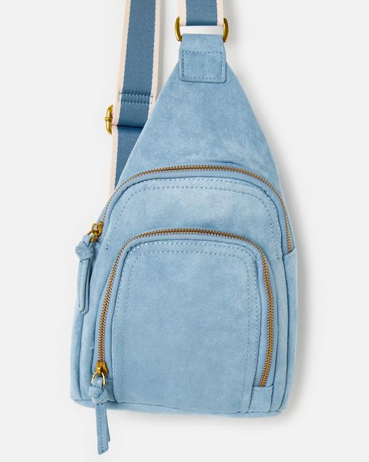Oliver Bonas Blue Reece Faux Suede Belt Bag