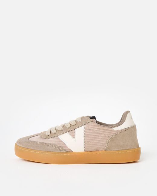 Victoria White Berlin Ciclista Taupe Corduroy & Suede Trainers, Size 3