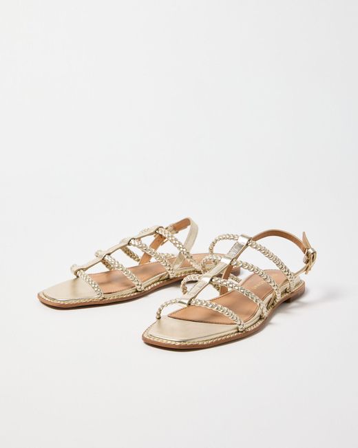 Oliver Bonas White Plaited Leather Gladiator Sandals, Size Uk 3