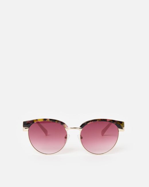 Oliver Bonas Pink Faux Tortoiseshell Round Sunglasses