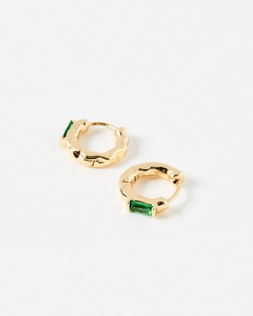 Oliver Bonas Metallic Gal Baguette Gold Tone Huggie Earrings