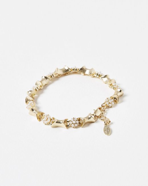 Oliver Bonas White Cecilia Faux Pearl Chunky Chain Bracelet