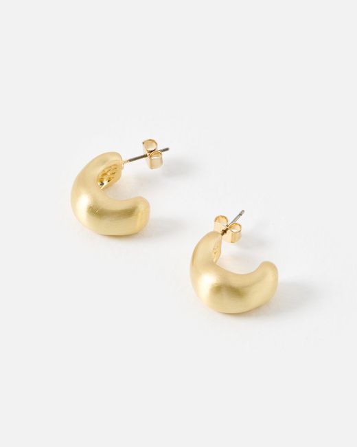 Oliver Bonas Natural Beatrice Small Brushed Tone Chunky Hoop Earrings