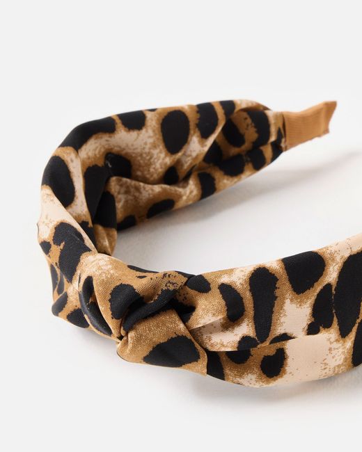 Oliver Bonas Brown Ganna Leopard Print Knot Headband