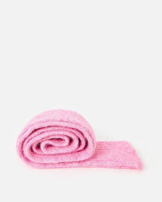 Oliver Bonas Pink Marl Ribbed Knitted Skinny Scarf