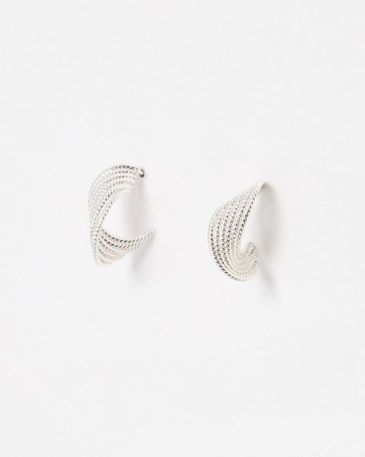 Oliver Bonas White Leia Twisted Tone Hoop Earrings