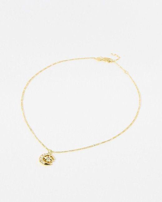 Oliver Bonas White Marley Celestial Charms Plated Necklace