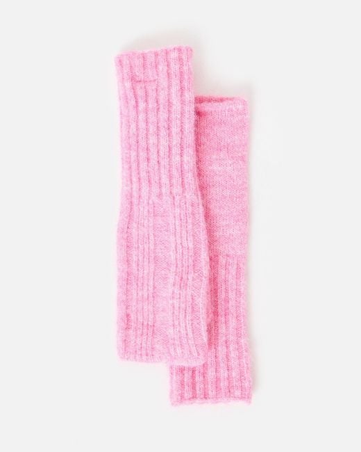 Oliver Bonas Pink Marl Ribbed Knitted Wrist Warmers