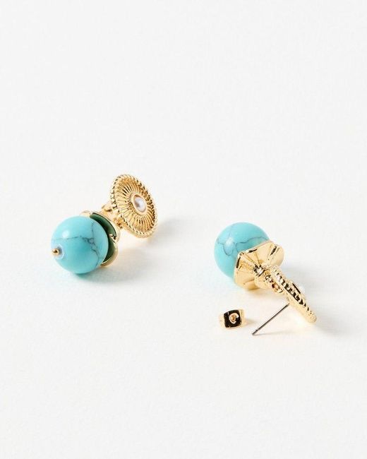 Oliver Bonas Blue Azalea Bead Drop Circular Stud Earrings