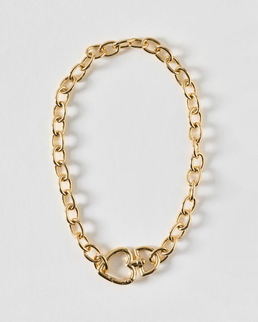 Oliver Bonas Metallic Eilidh Gold Tone Chunky Heart Chain Necklace