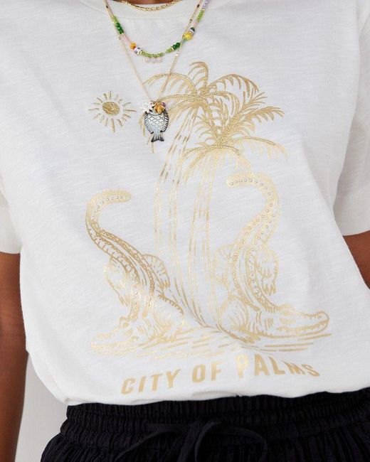 Oliver Bonas White Metallic Crocodile T-shirt