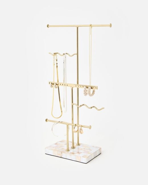 Oliver Bonas White Mother Of Pearl Tall Rectangular Jewellery Stand