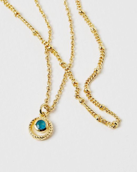 Oliver Bonas White Sarai Blue Jade Layered Pendant Necklace