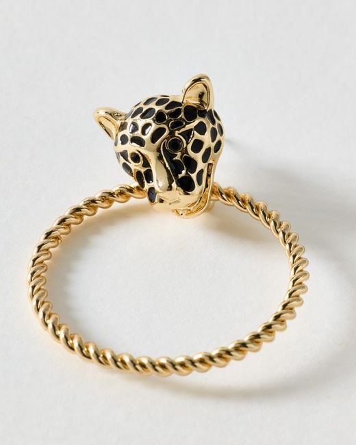 Oliver Bonas Metallic Laura Leopard Stud Hoop Earrings