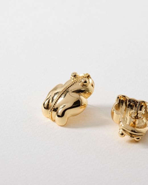 Oliver Bonas White Tiana Miyan Frog Tone Stud Earrings