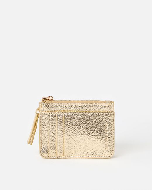 Oliver Bonas Natural Kadie Metallic Zipped Card Holder