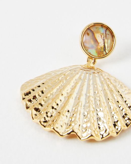 Oliver Bonas Metallic Ariel Shell Gold Drop Earrings