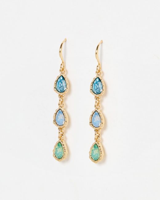 Oliver Bonas Blue Intira Stone Teardrop Tiered Drop Earrings