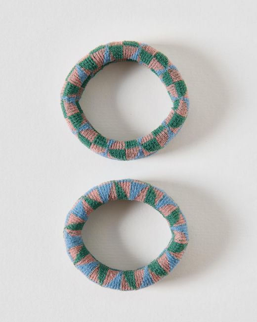 Oliver Bonas Green Devyn Geometric Hair Bands Set Of Two