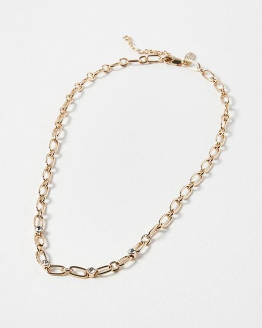 Oliver Bonas Maya Stone Inlay Chain Necklace in Natural Lyst