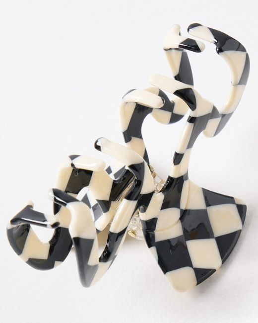 Oliver Bonas Murphy & White Chequerboard Wavy Hair Claw Clip