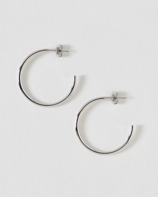 Oliver Bonas Metallic Janis Silver Tone Waterproof Small Hoop Earrings